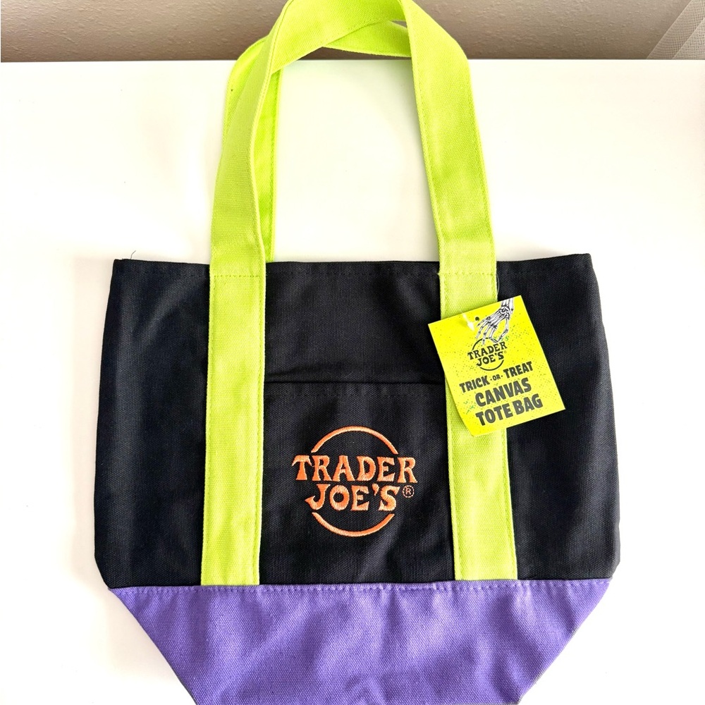 Trader Joe’s mini tote canvas bag Halloween multi color